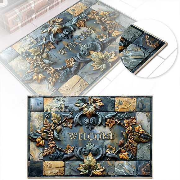 3D Floral Print Doormat Set Modern Bath Rug Entryway Carpet High Absorbency Machine Washable Floor Mat Indoor For Home Living Room