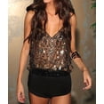 thumbnail image 4 of Women Semi See Through Sparkly Tank Top Sleeveless V Neck Floral Sequin Camisole Outfits L, 4 of 8