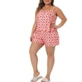 thumbnail image 2 of Agnes Orinda Women's Plus Size Mother's Day Pajamas Cute Strawberry Heart Bow Pattern Cami Shorts Sleepwear Set 3X Pink, 2 of 5