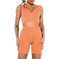 thumbnail image 1 of Women Sports Set Ribbed Crop Tops Removable Pad High Waist, 1 of 8