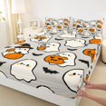 thumbnail image 4 of Manfei Cartoon Halloween Bed Sheets,Spooky Ghost Bat Full Size Sheets,4pcs,1 Flat Sheet,1 Fitted Sheet and 2 Pillowcases, 4 of 6