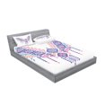 thumbnail image 2 of Ambesonne Tribal Fitted Sheet & Pillow Sham Set, Geometric Design, Queen, Coral Pink and Blue, 2 of 2