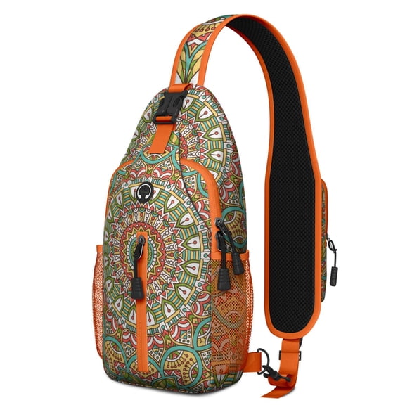 Mystic Mandala Sling Bag with Artistic Spiritual Pattern, Lightweight Durable Crossbody Backpack, Adjustable Strap, Multiple Compartments for Gym, Students, Travel