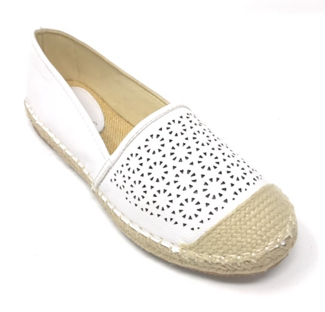 Women's Forever Young Faux Leather Embossed Woven Weaved Tip Espadrille ...