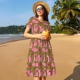 thumbnail image 4 of Vsdgher Cartoon Pigs for Womens Summer 2025 Casual Midi Maxi Dresses Lightweight Short Sleeve Round Neck Beach Dress -3X-Large, 4 of 7