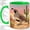 Green, variant on Desert Quail Watercolor Coffee Mug, Gambel Quail Mug, Morning Coffee Tea Cup for Home Office, Walking Bird by Saguaro Cactus at Sunset, Southwest Wildlife Art, Bird Lovers Women Men