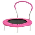thumbnail image 2 of 【LuckyNote】36" Pink Mini Trampoline with Handle - 220LBS Capacity, 6-Leg Stable Design, Foam Padded Frame, Indoor/Outdoor Use (10-Min Fast Assembly), 2 of 6