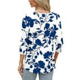 thumbnail image 4 of Rciityk Blouses for Women Casual 3/4 Sleeve Tops Summer Vintage Printed Crew Neck Button Sleeve T Shirts Summer Fall Clothes, 4 of 8
