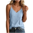 thumbnail image 3 of Mnuaqn Linen Tank Tops for Women Cotton Linen Spaghetti Strap Sleeveless Summer Casual Loose Fit Beach Vacation Cami (Light Blue, M), 3 of 6