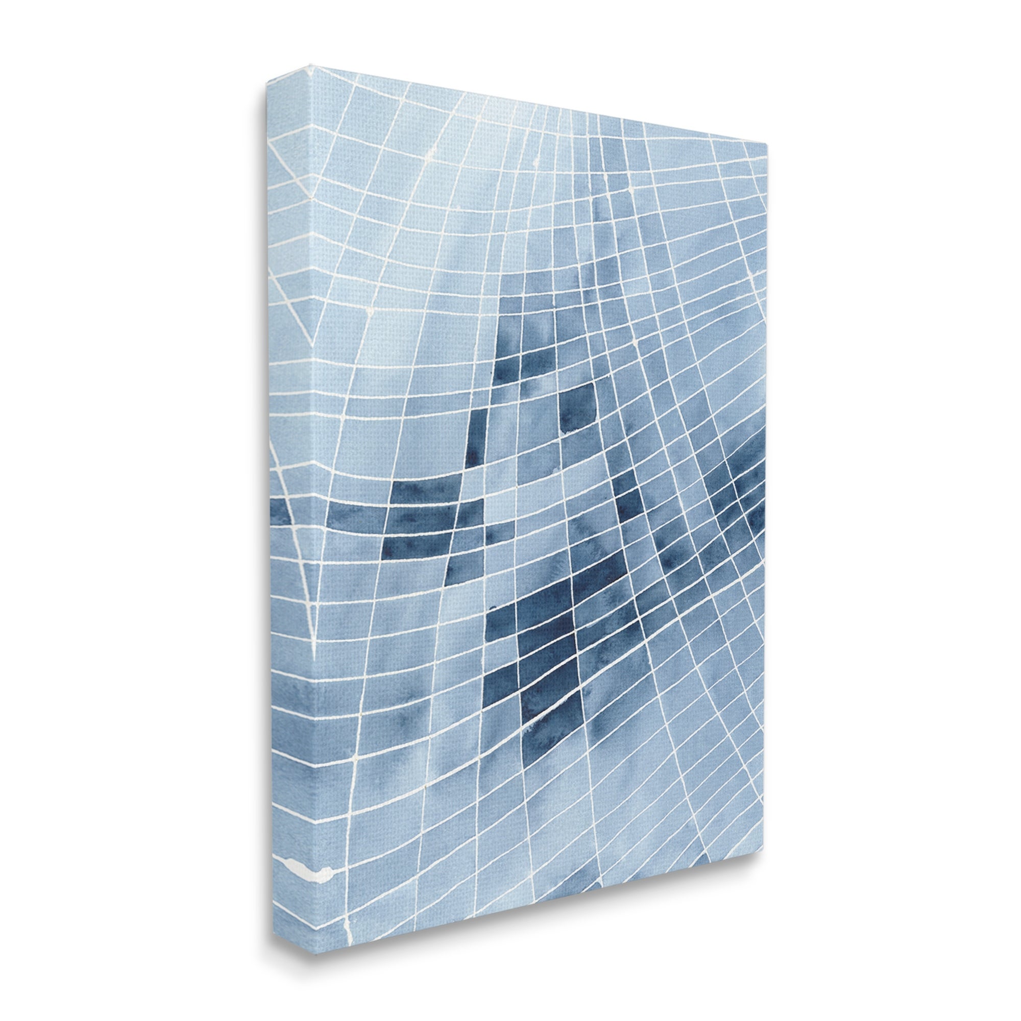 Stupell Industries Abstract Blue Squares Shapes Modern White Outlines Painting Gallery Wrapped Canvas Print Wall Art, Design by Regina Moore