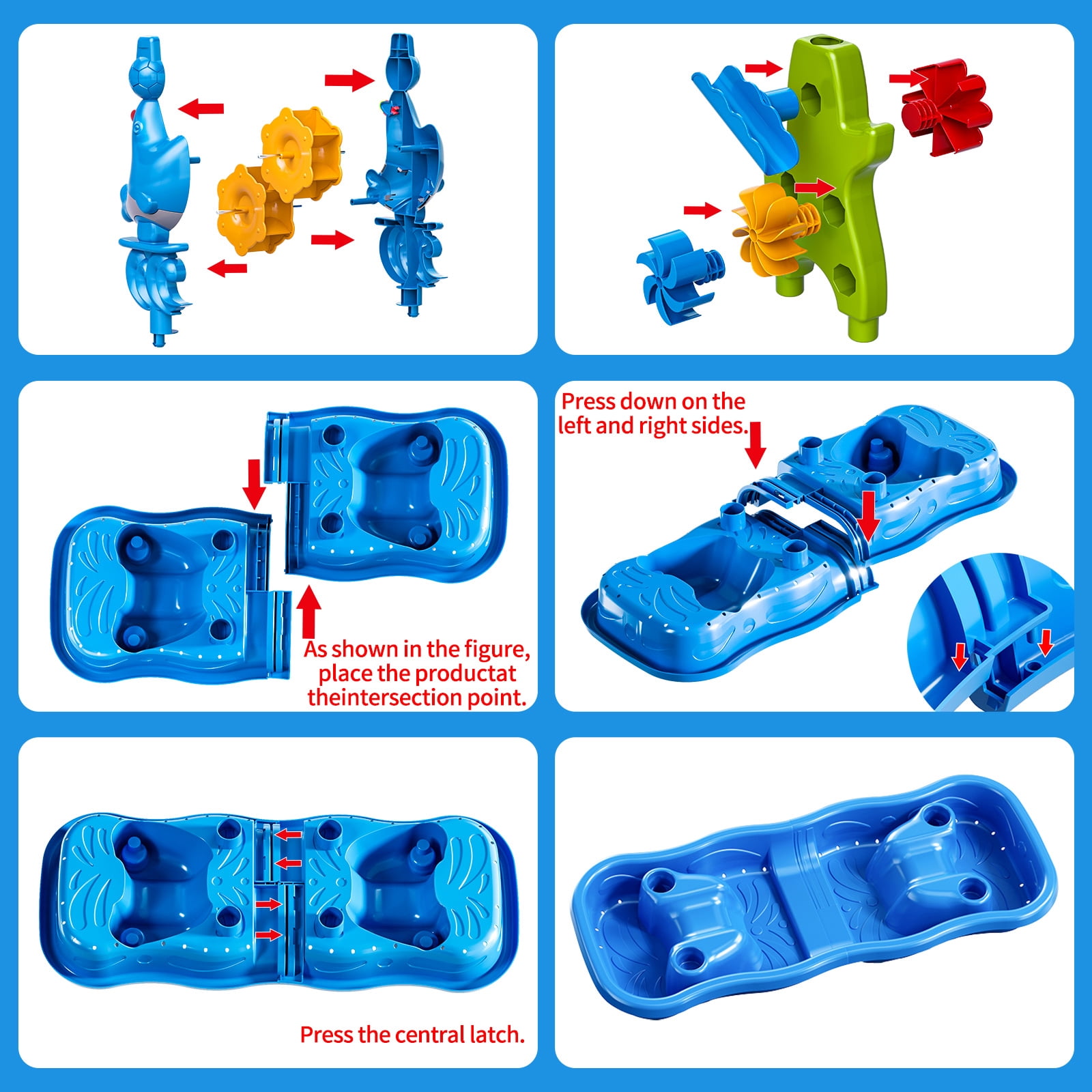 Lucky Doug 4-Tier Water Table Sand Beach Outdoor Toys, Kids Outdoor Toys Water Play Set for Toddlers Boys and Girls Ages 2-6 Years Old