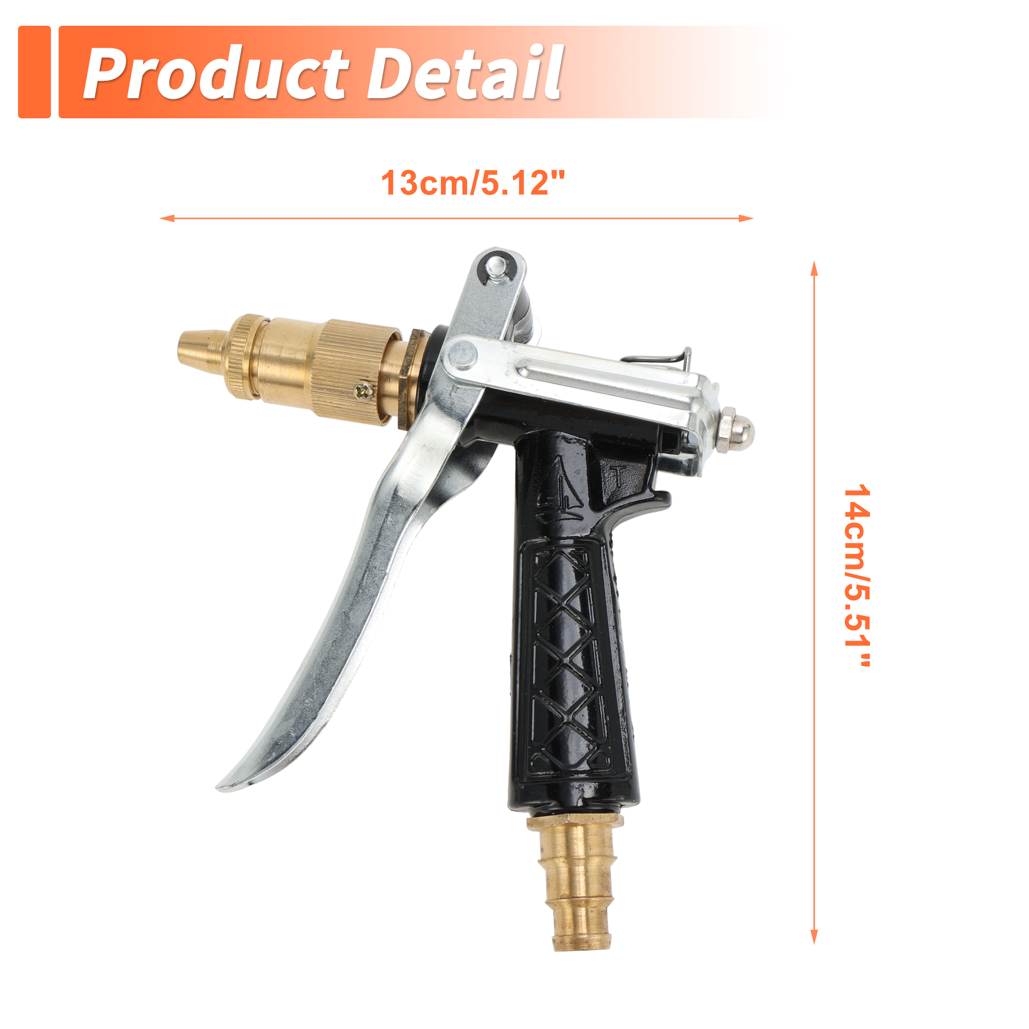 Unique Bargains Heavy Duty Water Hose Nozzle High Pressure Car Garden Hose Nozzle Adjustable Hand Sprayer for Gardening Vehicle Iron Copper Black 1 Pc