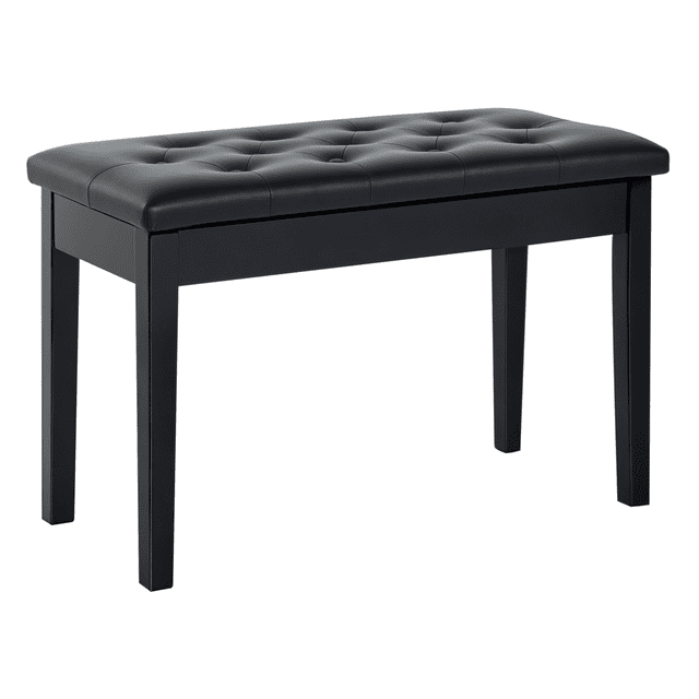 HOMCOM Banc de Rangement Rembourré 30 Pouces pour Piano, Siège, Clavier en Cuir Synthétique (Noir)