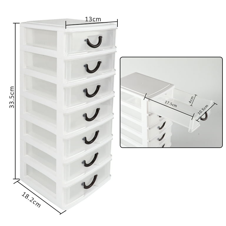 5 Drawer Desktop Storage Bin - White