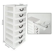 CRUGLA Small Plastic 7 Drawer Desktop Storage System, Organizer Box, Storage Container(5X7X13), White (Mini)