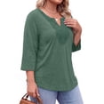 thumbnail image 3 of Fantaslook 3/4 Sleeve Womens Plus Size Tops V Neck Lace Blouses Casual Tunic Shirts, 3 of 9