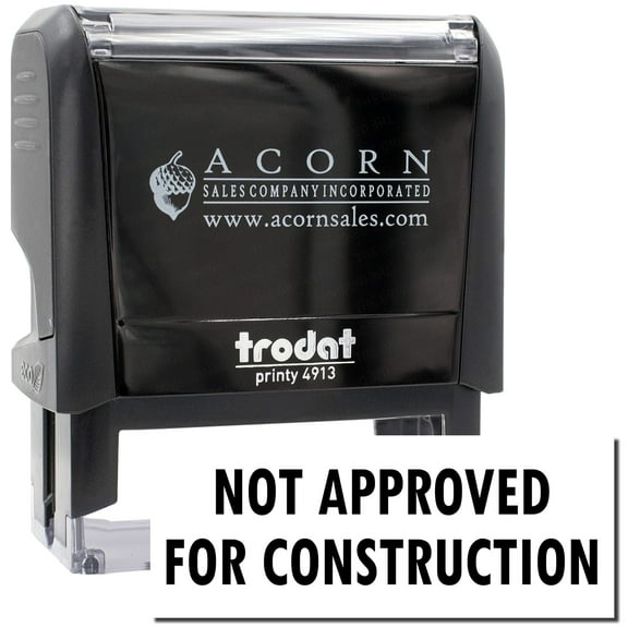 Large Self-Inking Not Approved For Construction Stamp, Trodat Printy 4913, Press and Print Stamping, Impression Size 7/8" x 2-1/4", Up to 10,000 Impressions - Black Ink