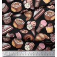 thumbnail image 2 of Soimoi Modal Satin Fabric Cupcake,Donut & Cookies Food Print Fabric by The Yard 42 Inch Wide, 2 of 3