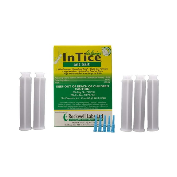 InTice Gelanimo Ant Gel Bait - 1 Pack (5 Tips, 5 Plungers, & 5 x 35g Tubes) by Rockwell Labs