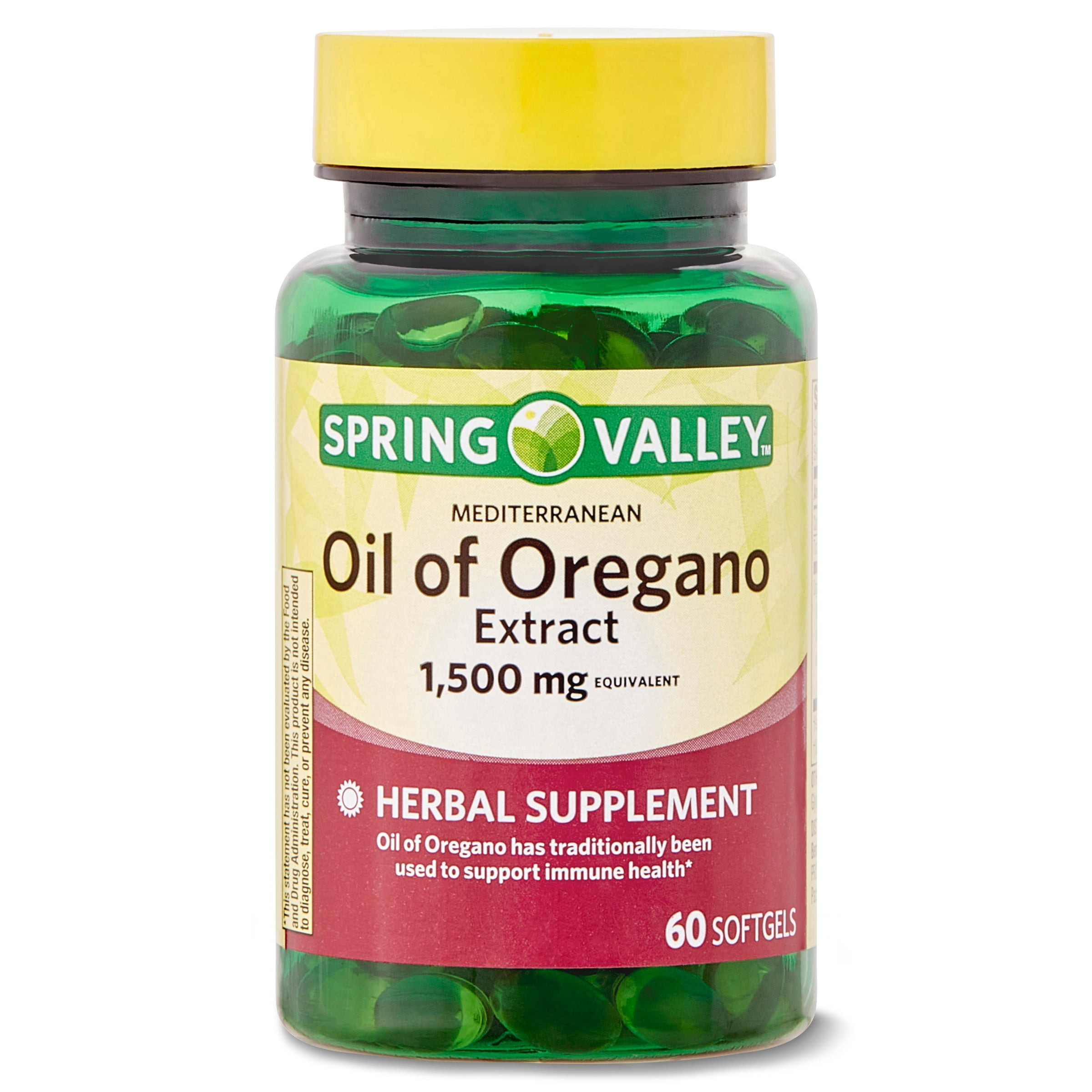 Spring Valley Mediterranean Oil of Oregano Extract, Herbal Supplement, 1,500 mg, 60 Count Softgels Capsules