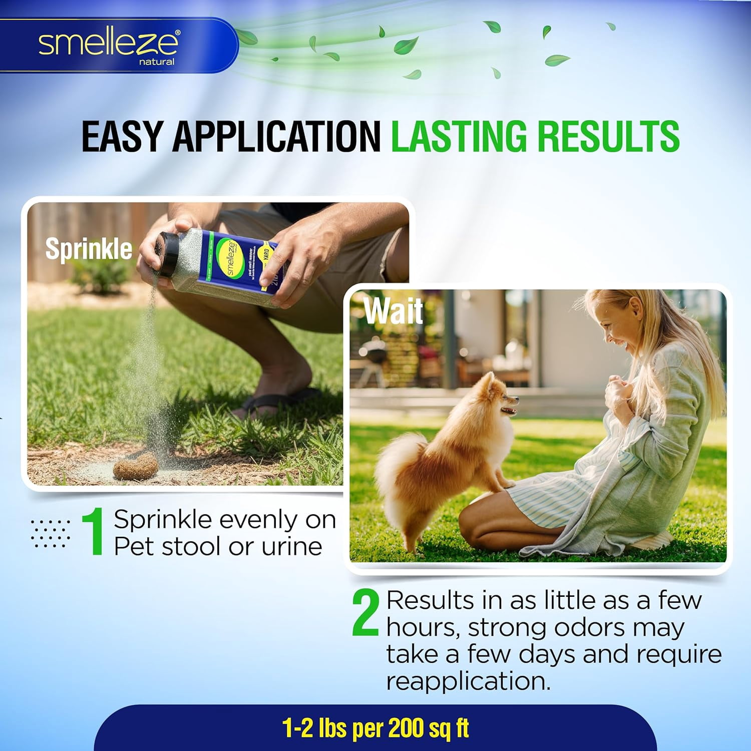 Outdoor Yard Odor Eliminator for Dogs 2 lb Granular Pet Urine & Poop Deodorizer for Artificial Turf, Grass, Gravel, Patios & Kennels | Safe for Pets & Kids | Long-Lasting