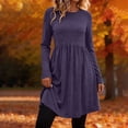 thumbnail image 2 of Ashirexll Casual Dresses for Women Winter Casual Pullover Long Sleeve Round Neck Solid Color Dress with Pockets, 2 of 6