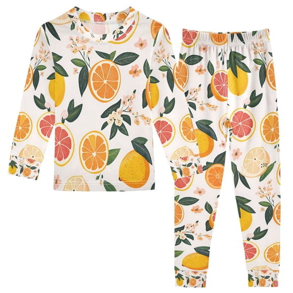 FORMRS Long Sleeve Top and Pants Pajama Set for Niños 2-Piece Sleepwear, Sizes 18M-8Y, Orange Slices