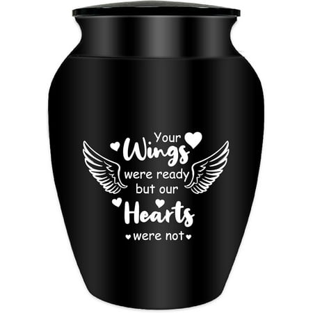 Small Urn for Human Ashes Keepsake Mini Urns Ashes Holder Engraved Cremation Aluminum Funeral with Velvet Bag for Pets Ashes Memorial Gift for Mom Dad Family Friends 2.6x1.8 Inch Black