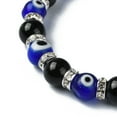 thumbnail image 4 of Natural Black Onyx & Rhinestone & Evil Eye Beaded Stretch Bracelets with Alloy Hamsa Hand Charms Inner Diameter: 2-3/8 inch(6cm), 4 of 4