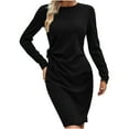 thumbnail image 2 of WJHWSX Dresses for Women,Womens Fall Dresses,Black Casual Dresses for Women,Long Sleeve,Crew Neck,Comfort Fit,Solid,L(US:8), 2 of 5