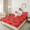 thumbnail image 4 of Castle Fairy Elegant Glitter Eyelash Full Size Sheets 4-Piece for Teens Girls,Bling Makeup Breathable Bed Sheets,Black Red Lightweight Sheet Sets,Breathable Home Decor, 4 of 7