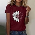 thumbnail image 2 of Holzkary Sunflower Shirts for Women Faith Graphic Tees Short Sleeve Loose Fit Butterfly Teen Girls T Shirt Summer Tops Sunflower Summer T Shirt Plus Size Loose Blouse Tops Girl Graphic Tees Wine M, 2 of 5