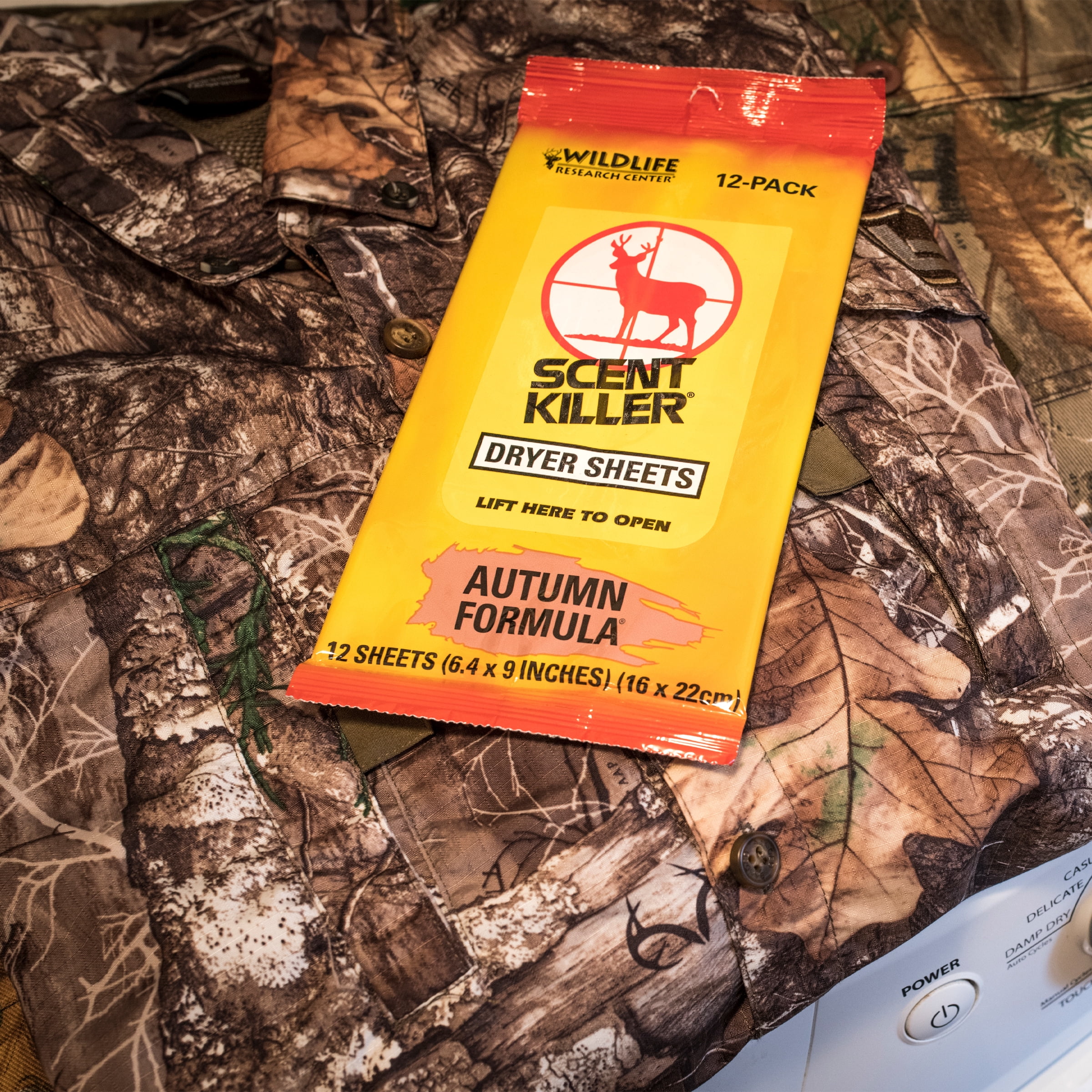 (4 pack) Wildlife Research Center, Scent Killer Autumn Formula Dryer Sheets, 12 Sheets for Hunting
