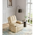 thumbnail image 3 of Bingirl Oversized Power Recliner Chair 360°Swivel Lazy Recliner with Heat and Massage,Faux Leather Rocking Chair with 1.5X Sponge Filling & Cup Holder Beige, 3 of 7