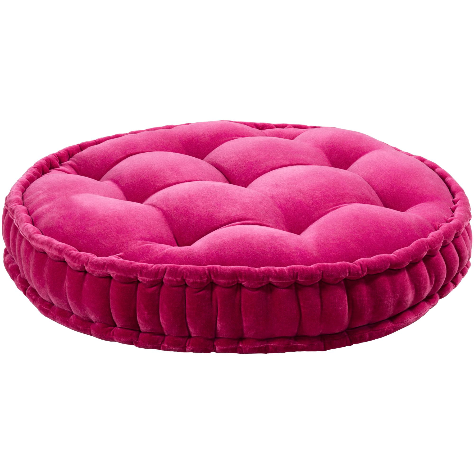 30" Magenta Pink Velvet Round Throw Pillow Cover with Welt Edge Down
