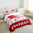 thumbnail image 3 of Feelyou American Sports Lover Queen Comforter Set, Est Sleep Football Bedding Sets, White Red Abstract Line Reversible Bedding Comforter Set, Luxury Bedroom Decor, 3 Pieces, 3 of 8