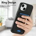 thumbnail image 5 of Case Designed for iPhone 12, Classic Business Anti-falling Detachable Magnetic Card Holder Bag Support Car Magnetic Mount with Finger Ring Kicktand Phone Case Cover - Black, 5 of 11