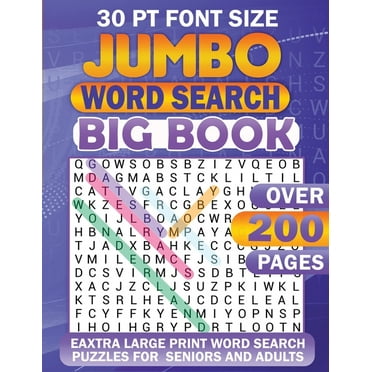 Jumbo Word Search: Big Book 30 Pt Font Size, (Paperback)