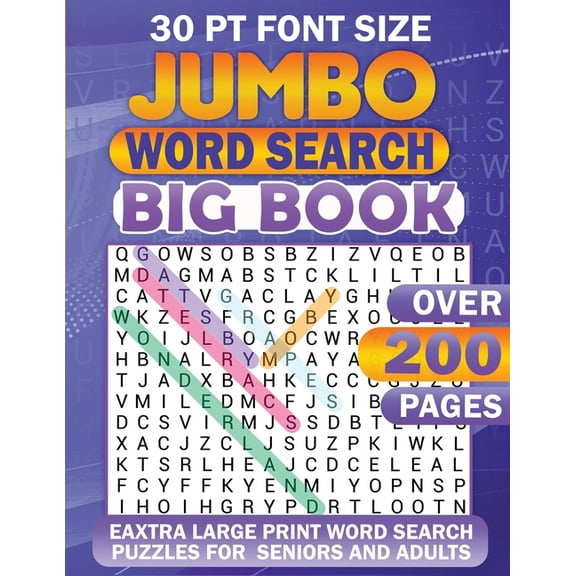 Jumbo Word Search: Big Book 30 Pt Font Size, (Paperback)
