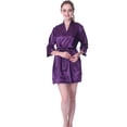 thumbnail image 3 of Mr & Mrs Right Bridesmaid Satin Kimono Robes for Wedding Party,Glitter Printed Mother Of the Bride ,Purple, 3 of 4