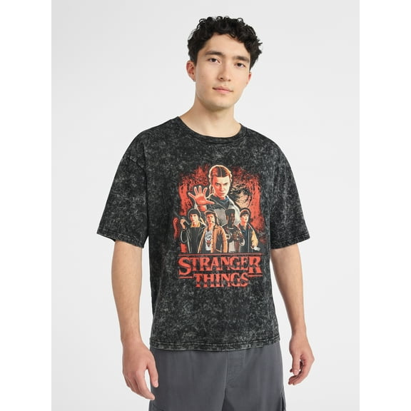 Netflix Stranger Things Roll Out Oversized Graphic T-Shirt from No Boundaries, Men's & Big Men's