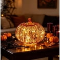 thumbnail image 6 of Halloween Fall Pumpkin  Lamp,Sparkling Glass Pumpkin Night Lantern,6.6x5.5 inch Light Up Pumpkin Decor,A, 6 of 7