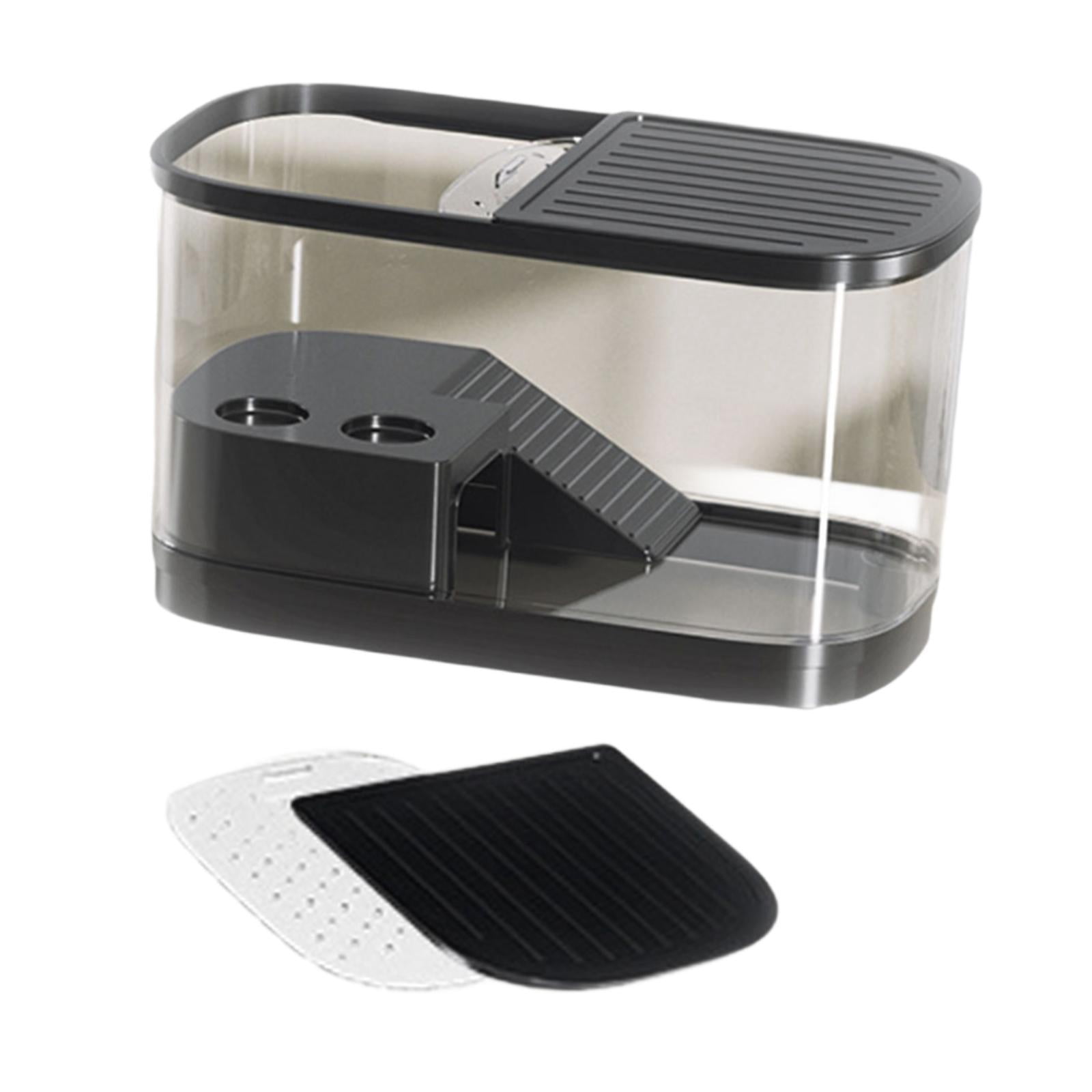 oshhni Turtle Tank with Covers with Platform for Bearded Dragon Terrapin Amphibians Black Medium