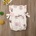 thumbnail image 3 of Faithtur Baby Romper Deer Trees Patterns Ruffle Sleeve Waist Bows Zip Romper, 3 of 8