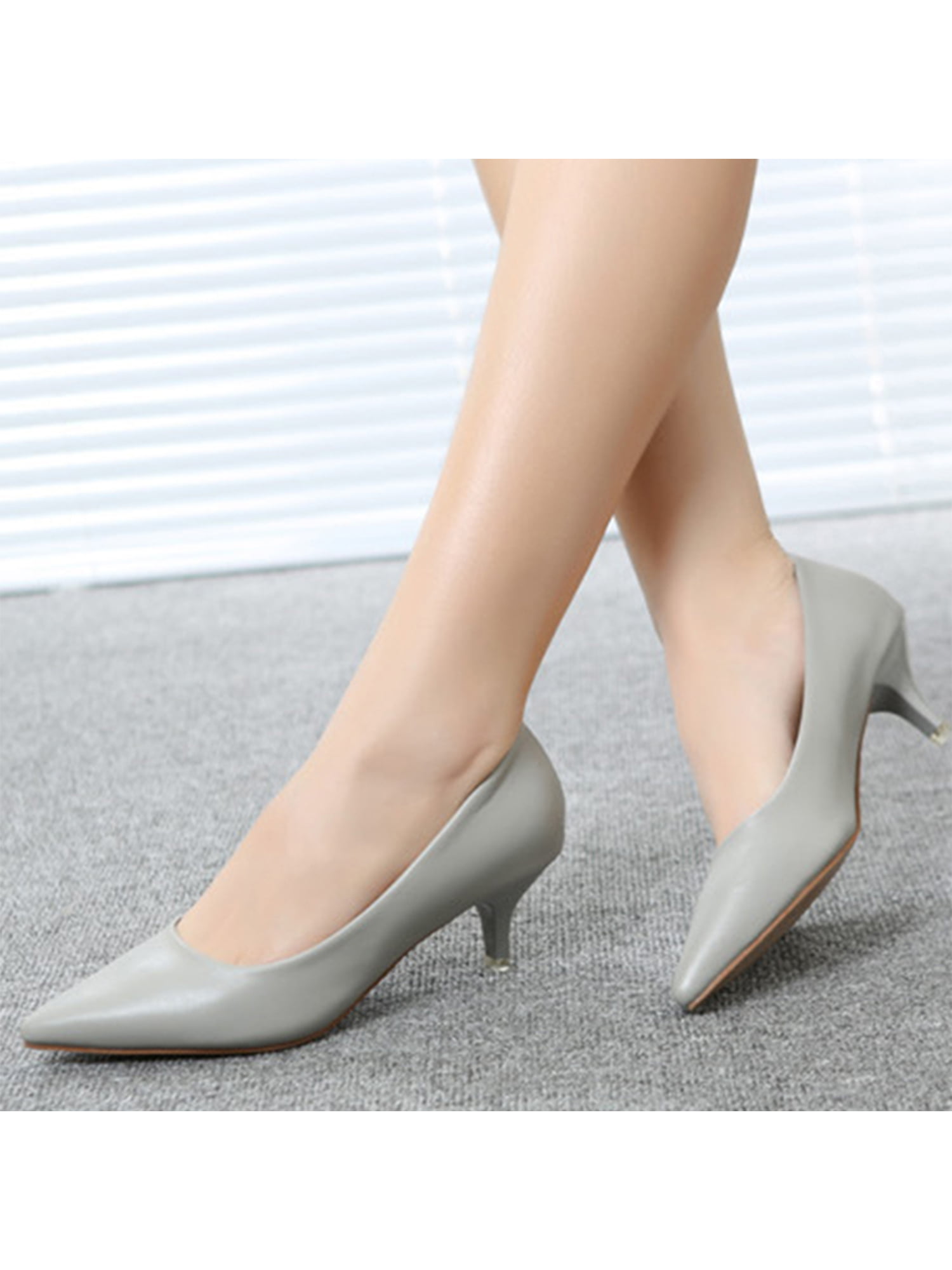 Fashionable Leather Stilettos Light grey Tamira