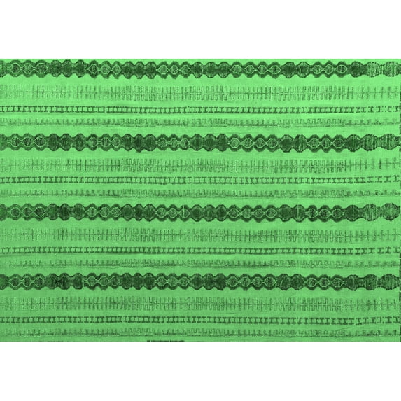 Ahgly Company Indoor Rectangle Abstract Emerald Green Modern Area Rugs, 2' x 5'