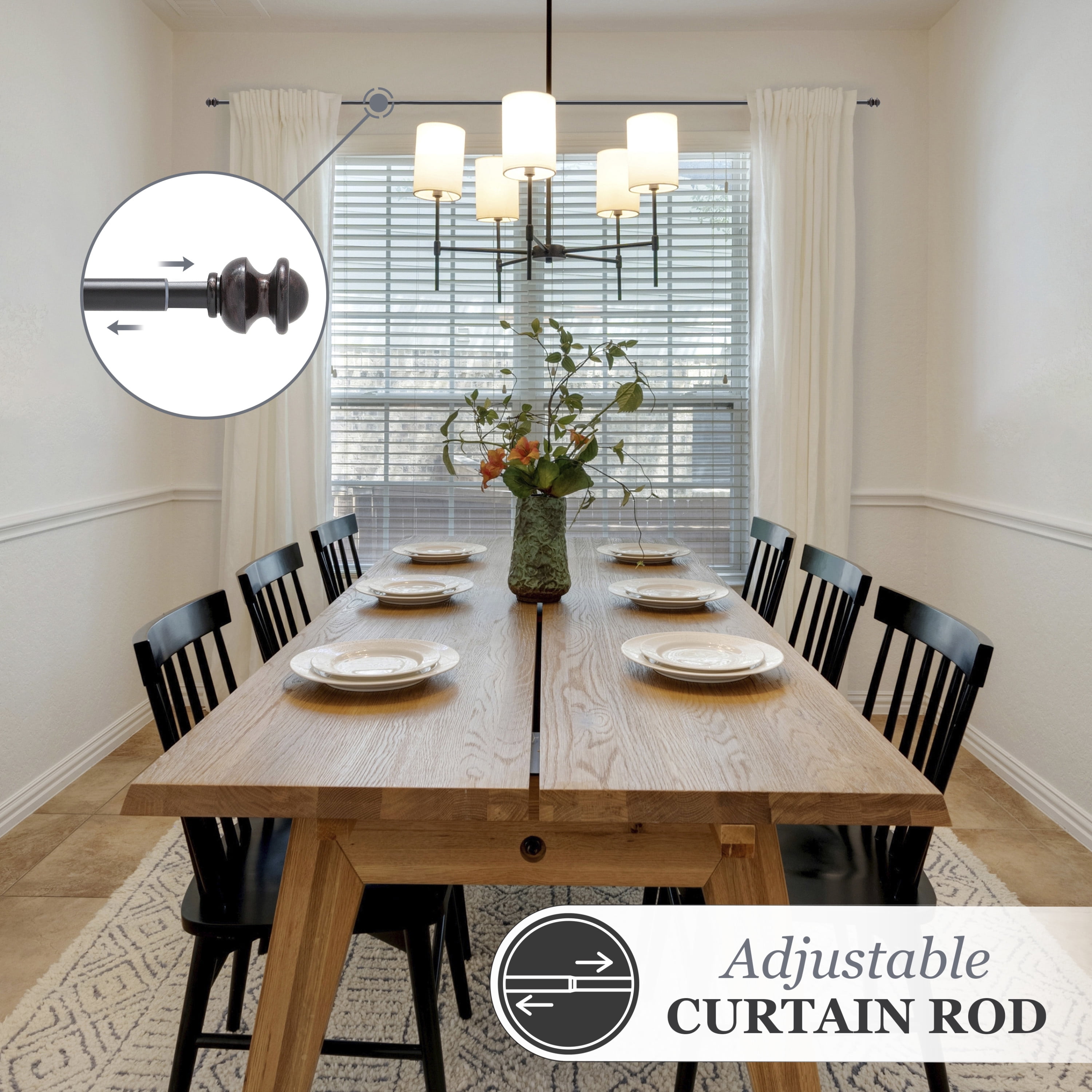 Kenney® Kendall 5/8" Standard Decorative Window Curtain Rod, 48-86", Antique Rust