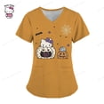 thumbnail image 3 of Uniforme de Hello Kitty para mujer, camisa de trabajo de enfermera con estampado de dibujos animados de Hello Kitty, bata con bolsillo, uniforme de enfermería para Navidad, 3 of 5