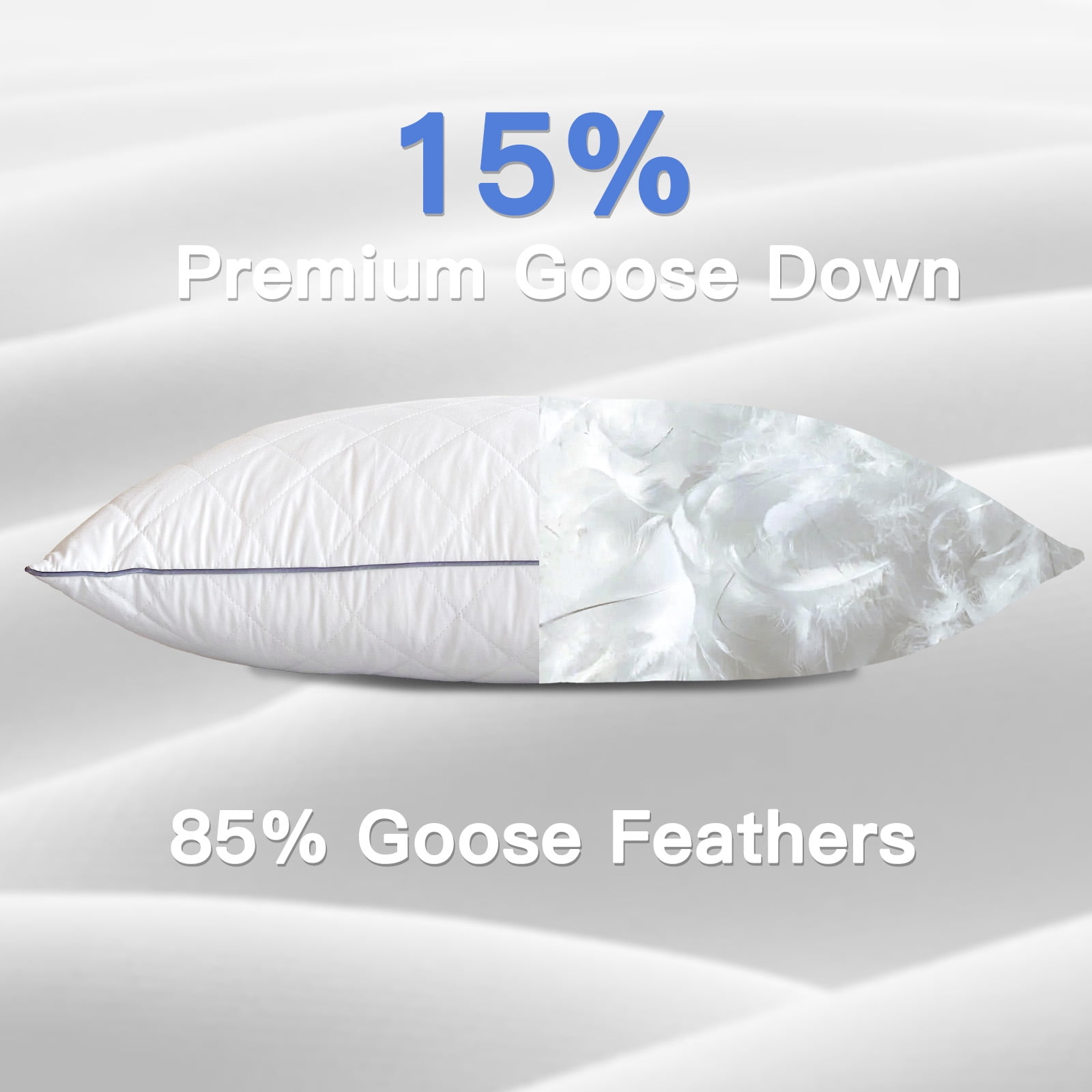 Airensky Soft King Down Bed Pillows - Multi-Angle Sleep (2 Count)