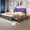 Brown, variant on King Bed Frame with LED Lights Headboard and 4 Drawers, Platform Metal Bed Frame with Power Charging Station and USB Ports, No Box Spring Needed, Noise-Free